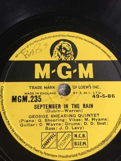 78RPM - GEORGE SHEARING QUINTET:  BOP, LOOK AND LISTEN//SEPTEMBER IN THE RAIN