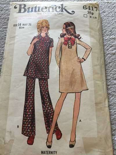 PATTERN BUTTERICK 6417 (VINTAGE) - MATERNITY DRESS, TOP AND PANTS (SIZE 14)