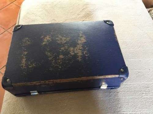VINTAGE SCHOOL SUITCASE (BLUE) - A BIT OF WEAR AND TEAR.....BUT A GEM