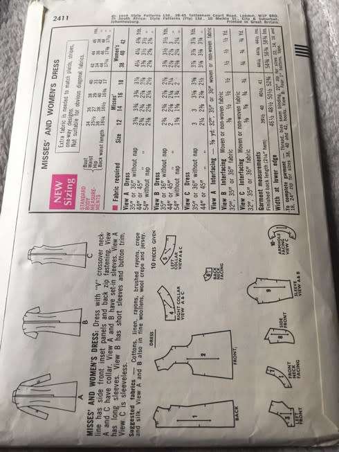 PATTERN STYLE 2411 VINTAGE - DRESS (SIZE 40)