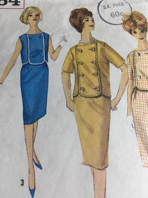 PATTERN SIMPLICITY 4364  (VERY VINTAGE, TIDY PATTERNS) - 2PIECE DRESS (SIZE 14)