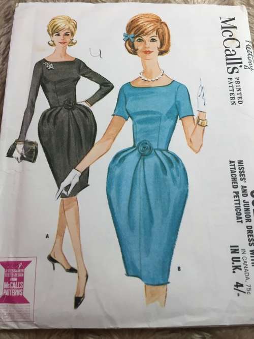 PATTERN MCCALL`S 6523*1962 (VERY VINTAGE, UNUSED) - DRESS WITH ATTACHED PETTICOAT (SIZE 14)
