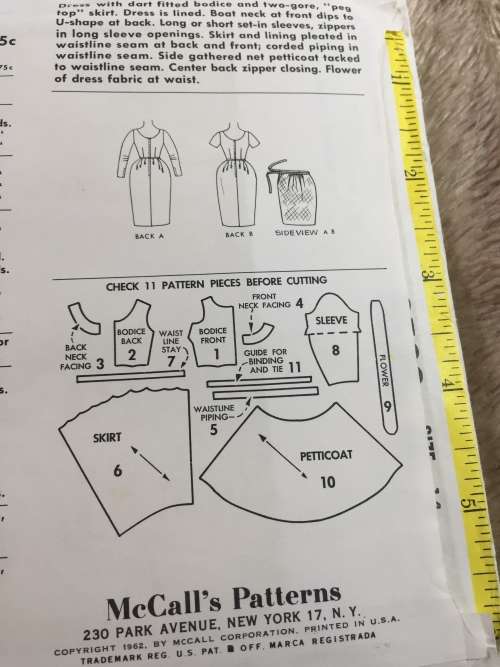 PATTERN MCCALL`S 6523*1962 (VERY VINTAGE, UNUSED) - DRESS WITH ATTACHED PETTICOAT (SIZE 14)