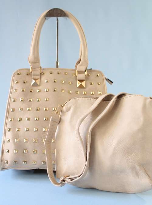 Elegant PU leather bags (set of 2) in Taupe-step out in style!