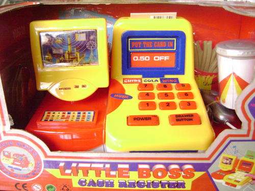 Large Cash Register with flashing screen,9 kinds of music,play card put in, safety lock