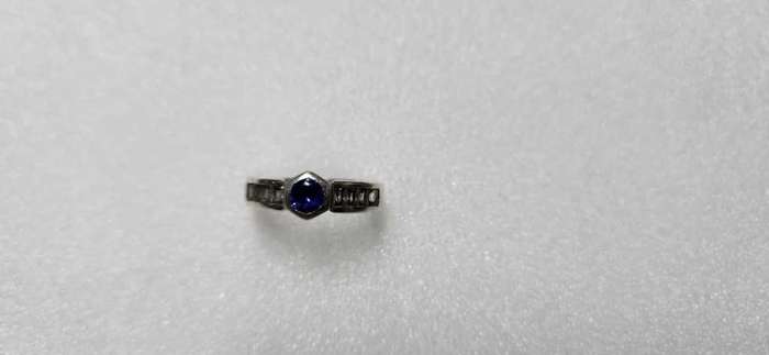 SILVER RING WITH BLUE JEWEL