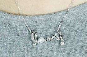 IMPORTED STOCK! Beautiful ***LOVE*** Silver Clad Necklace!