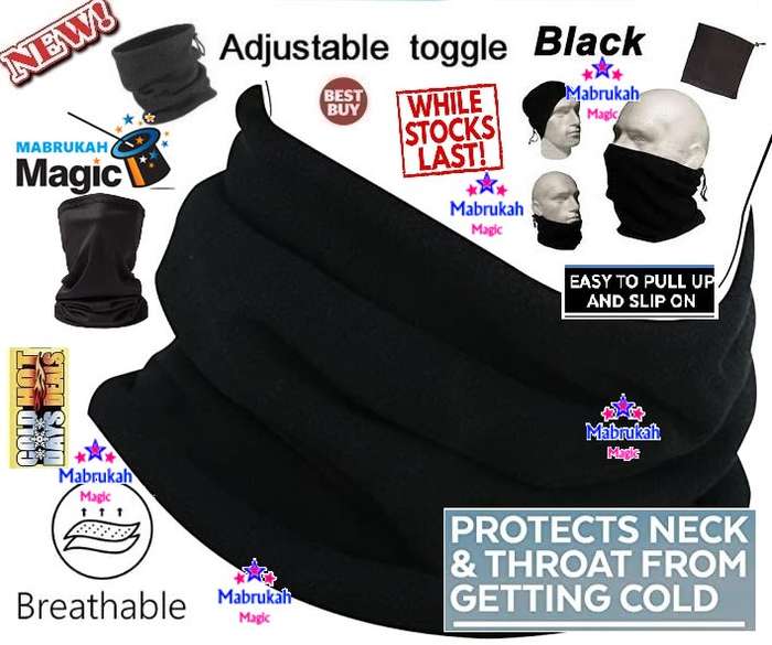 ***JUST ARRIVED***BLACK ONLY***UNISEX MULTIPURPOSE POLYESTER FLEECE NECK WARMERS***BID PER ITEM***