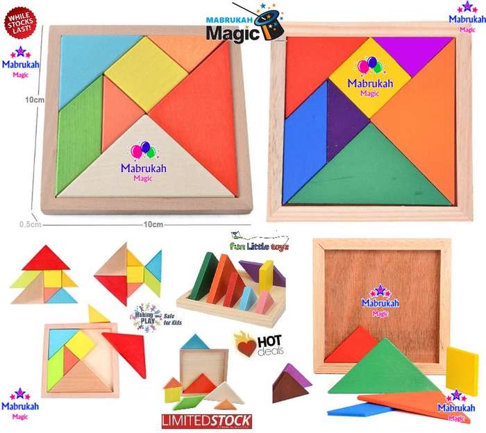 *20 ON AUCTION*CLASSIC CREATIVE COLORFUL WOODEN MINI TANGRAM PUZZLE*BID PER ITEM!!!