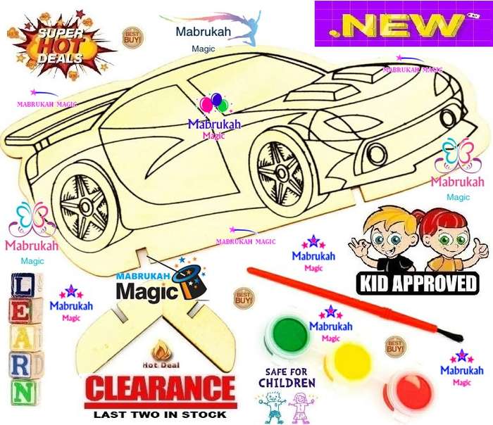 ***LAST STOCK***WOODEN CAR PAINT CRAFT KIT WITH STAND***BID PER ITEM