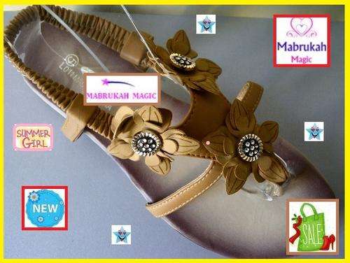 ***SOULFUL KHAKI FLOWER DETAIL BACK ELASTIC STRAP SANDAL***