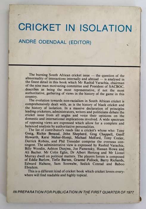 God`s Forgotten Cricketers. André Odendaal (Ed). Softcover. 1976