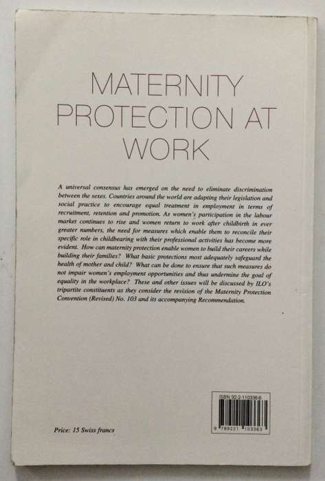 Maternity Protection at Work - International Labour Office, Geneva. Softcover, 1st Ed. 1997