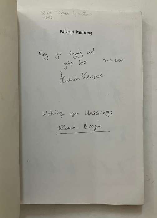 Kalahari Rain Song - Elana Bregin & Belinda Kruiper. SIGNED Softcover, 1st Ed 2004