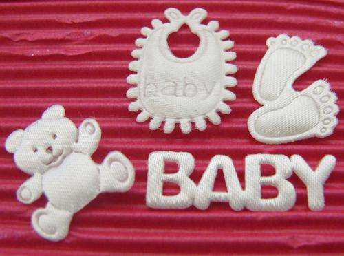 White Fabric Baby Embellishments - Set A (Minimum 4 Pieces)