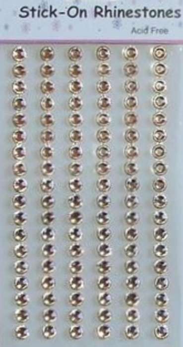 Sheet of 6mm Round Gold Stick-on Rhinestones