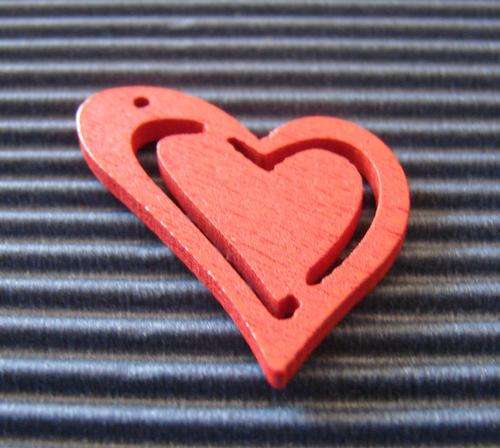 Pack of 28mm Wood-Cut Red Heart Embellishments (5 Pieces per Pack)