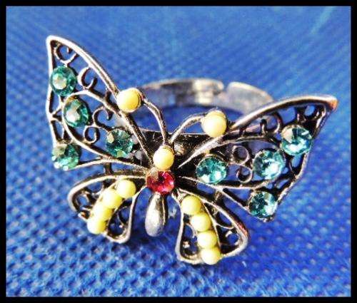 Butterfly Encrusted Adjustable Ring