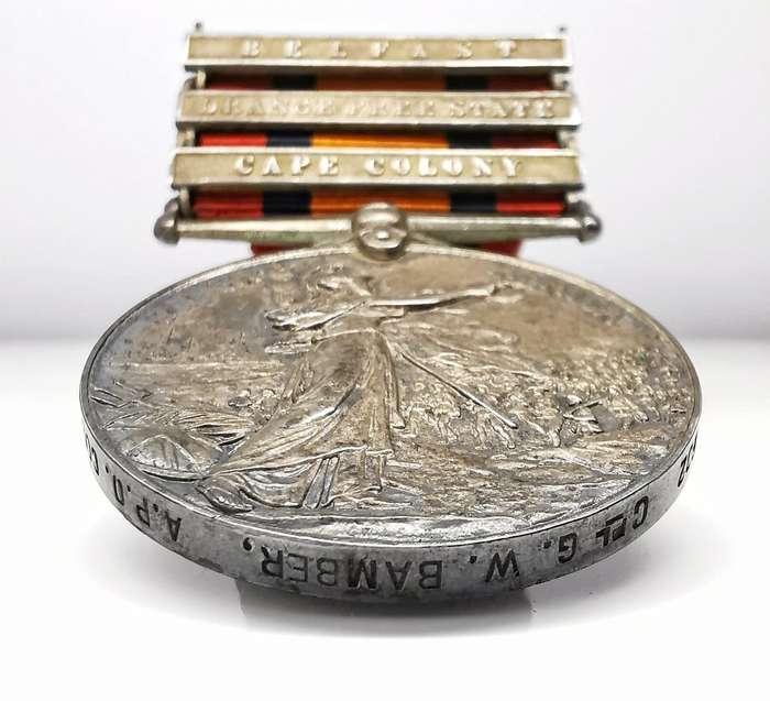 UNC | Full Size | QSA | 3rd Type Medal | 3 Clasps | 602 CPL G. W. Bamber, A.P.O. Corps