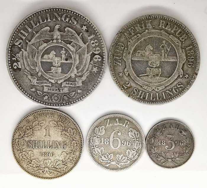 1896 Set | 2 1/2, 2,1 Shillings and 3 & 6 Pence | Zuid-Afrikaanse Republic