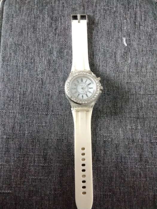 Unisex Wrist Watch LED Backlight Crystal Quartz Silicone White Band