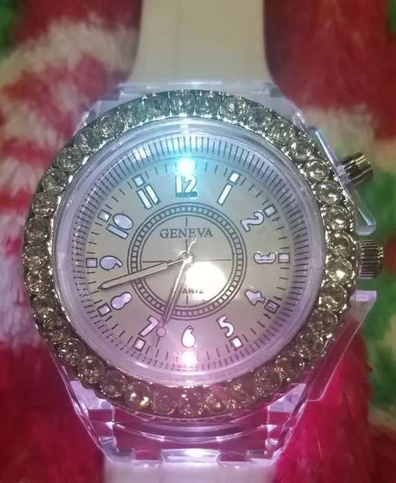 Unisex Wrist Watch LED Backlight Crystal Quartz Silicone White Band