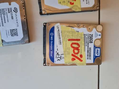 BULK LOT OF HARD DRIVES - 3 X 250GB-2.5 INCH - LAPTOP HARD DRIVES -ALL 100% HEALTH - ALL FOR ONE BID