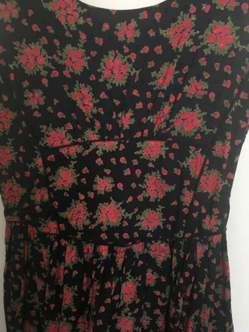 Mango Dress - black and red floral - size 10