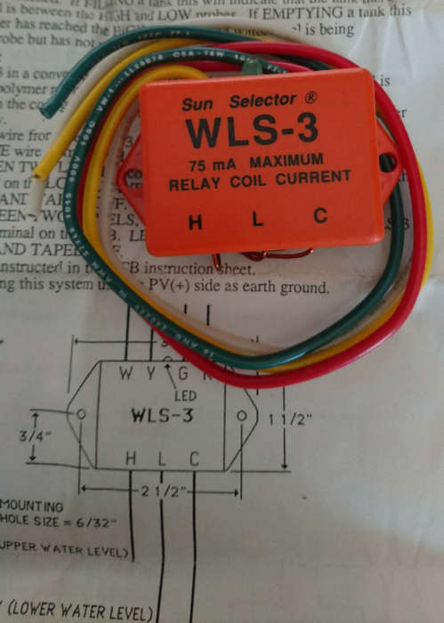 Last 2 - 12V Water Level Sensor (WLS-3) - Great For Solar Operated Tanks/Pumps - Made in USA