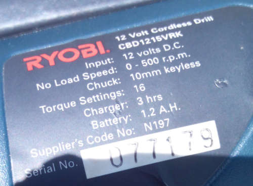 Spares/Restoration- Ryobi 12V Cordless Driver Drill (CBD-12VRK) - Display Kit + Extra Battery