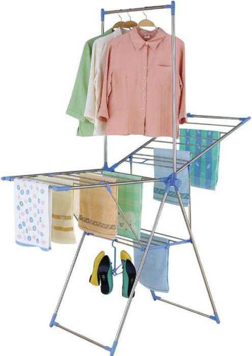 Stainless Steel Rust Proof Foldable Double Layer Clothes Washing Drying Rack