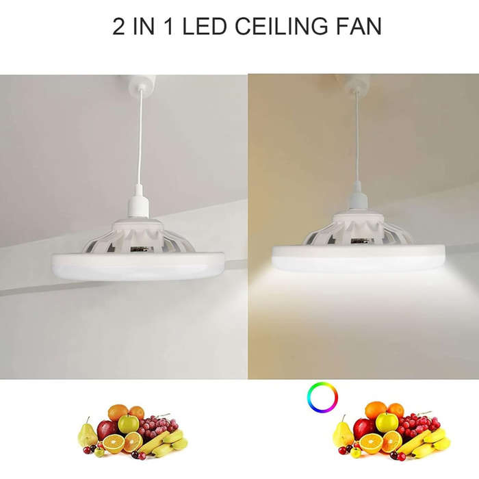 2-in-1 Ceiling Fan E27 LED Bulb Electric Fan LED Ceiling Light