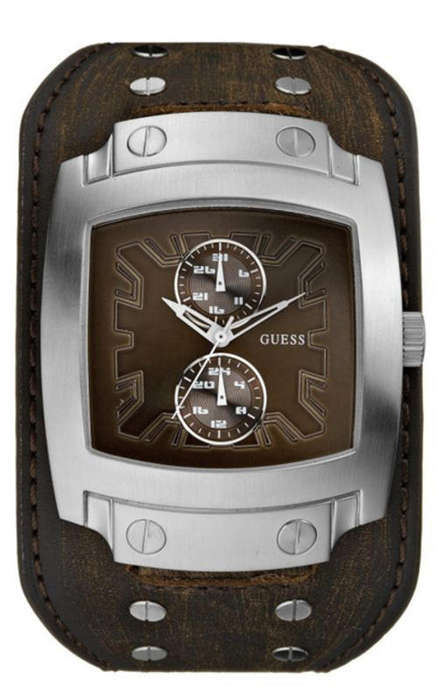 Guess 'Phantom' Gents Multifunctional Copper Dial Brown Leather Strap Watch