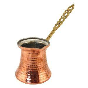 Turkish Copper Coffee Pot with Metal Handle - Large Size 3 Cups