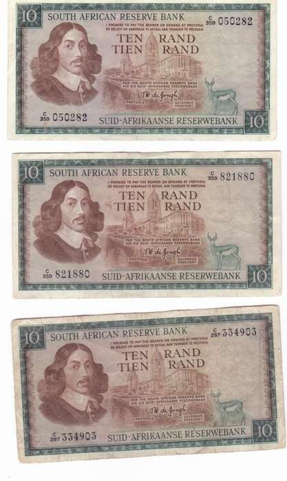 SOUTH AFRICAN TW DE JONGH R10 & R5 NOTES