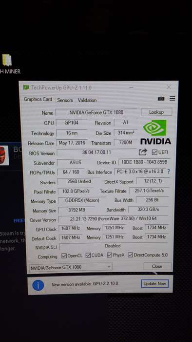 ASUS GTX1080 TURBO 8GB