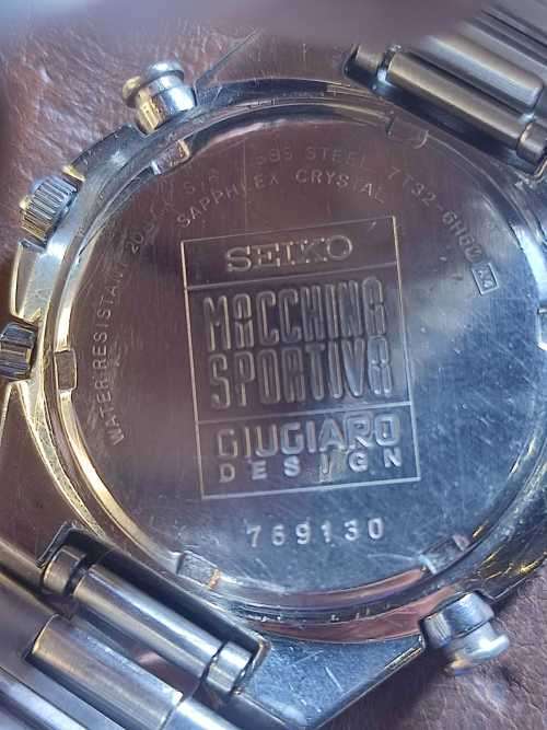 SEIKO by Giugiaro, Maccina Sportiva Chronograph 7t32-6h60 Orange, Black & Purple Quartz. VERY RARE.
