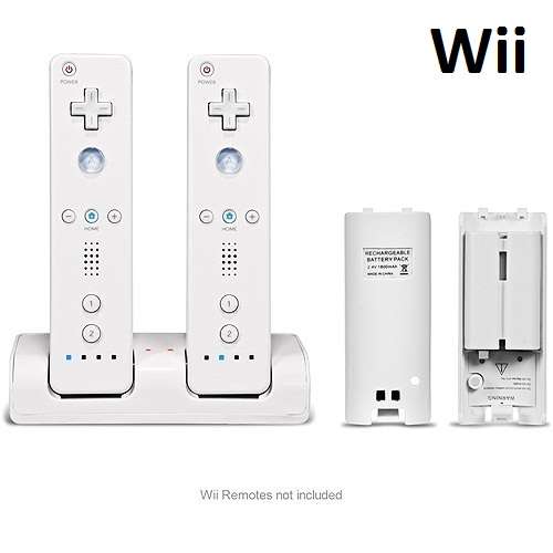 Wii Remote Controller Docking Charger + 2 Battery Packs Combo