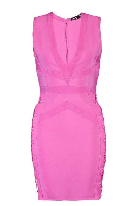 Premium May Bandage Plunge Lace Up Bodycon Dress  - South Africa Size 12 (36) Imported from UK)