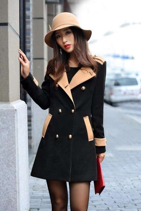 10 ON AUCTION- Simple Brown Turn-down Collar Solid Woolen Coat -  *Door delivery for only R150*