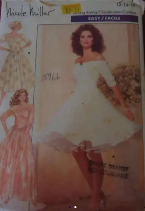 BUTTRICK 5944 CLOSE FITTED LINED DRESS SIZE 12-14-16 COMPLETE - SEWWING PATTERN