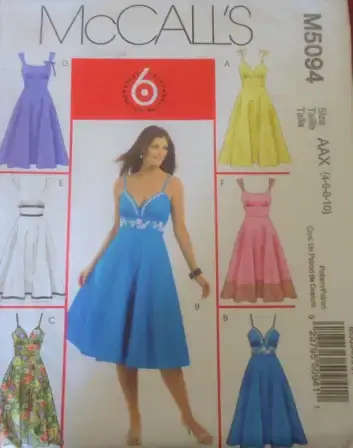McCALLS M5094  FLARED  SUMMER DRESSES SIZE AAX4-6-8-10 -COMPLETE McCALLS M5094  FLARED  SUMMER DRES