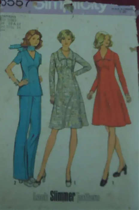 SIMPLICITY 6557 DRESS/TOP & PANTS SIZES 10 - 12 BUST 21 1/2-34` SEE LISTING