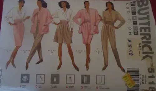BUTTERICK 5116 JACKET-TOP-SKIRT-SHORTS-PANTS-SASH SIZE XS-S-M6-14 COMPLETE
