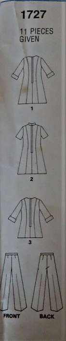 STYLE 1727 DRESS-TOP-PANTS SIZE 14 BUST 92 CM/36` COMPLETE-UNCUT-F/FOLDED