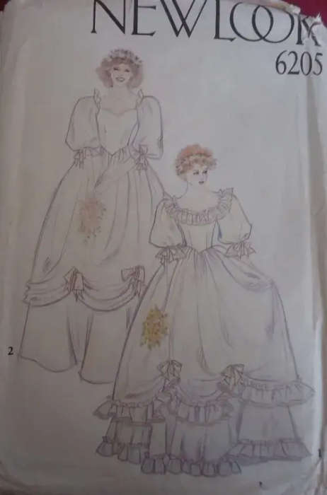 NEW LOOK PATTERNS 6205 BRIDAL DRESS SIX SIZES IN ONE 8 - 18 COMPLETE-UNCUT-F/FOLDED