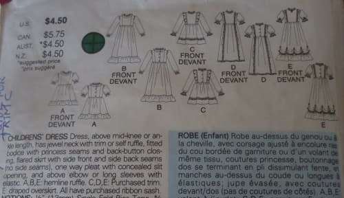 BUTTERICK PATTERN 3649 GIRL`S DRESS SIZE 6X YEARS SEE LISTING