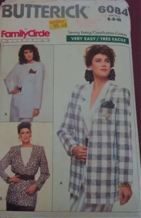 BUTTERICK 6084 LOOSE FITTING LINED JACKET SIZE 6-8-10 COMPLETE