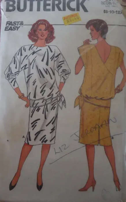 BUTTERICK 3874  TOP & SKIRT SIZE 8-10-12 COMPLETE- ZIPLOC BAG BUTTERICK 3874  TOP & SKIRT SIZE 8-10-