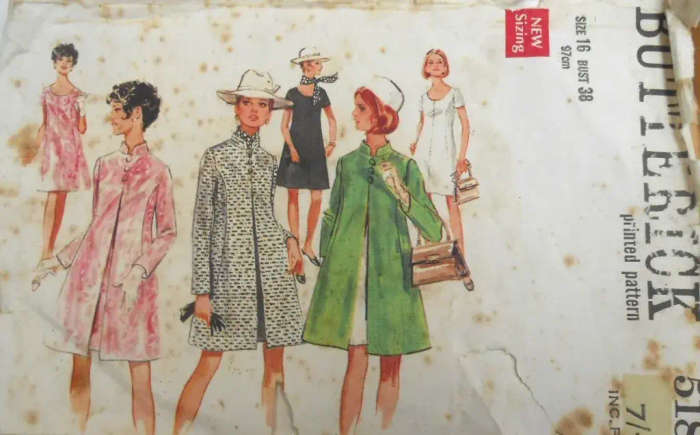 *VERY RARE FIND* VINTAGE BUTTERICK 5180ONE PIECE DRESS & COAT SIZE 16 BUST 38 SEE LISTING - ZIPLOC B